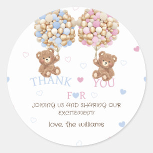 Sticker Rond Coeurs & Ours Révélation de genre Merci