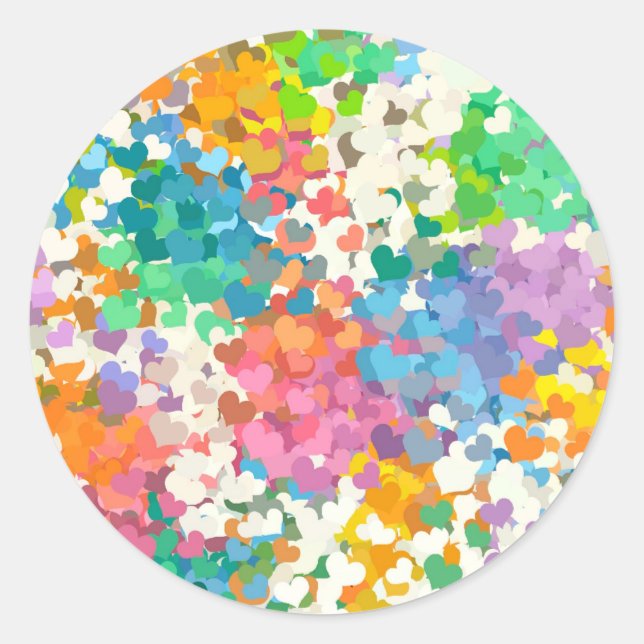 Sticker Rond Coeurs Pastel Confetti (Devant)