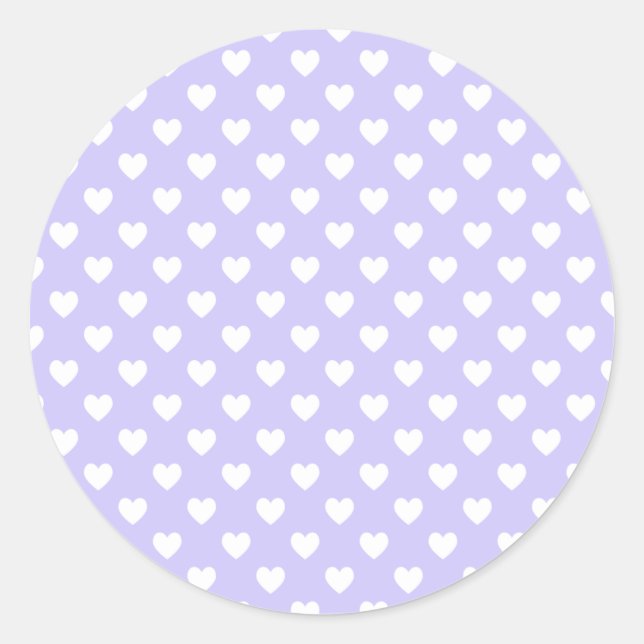Sticker Rond Cœurs pointillés blancs et violets vierges (Devant)