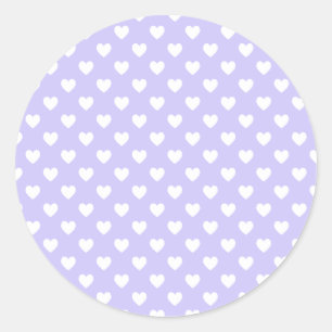 Sticker Rond Cœurs pointillés blancs et violets vierges