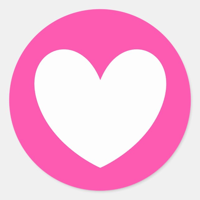 Sticker Rond Coeurs polka blanc sur rose fuchsia (Devant)