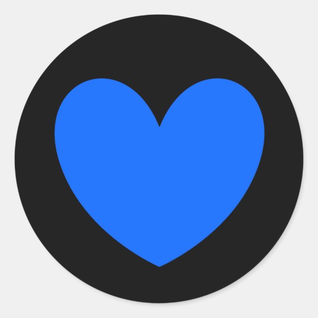 Sticker Rond Coeurs polka bleu sur noir (Devant)