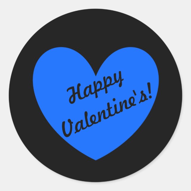 Sticker Rond Coeurs polka bleu sur noir (Devant)