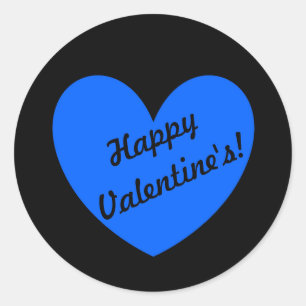 Sticker Rond Coeurs polka bleu sur noir