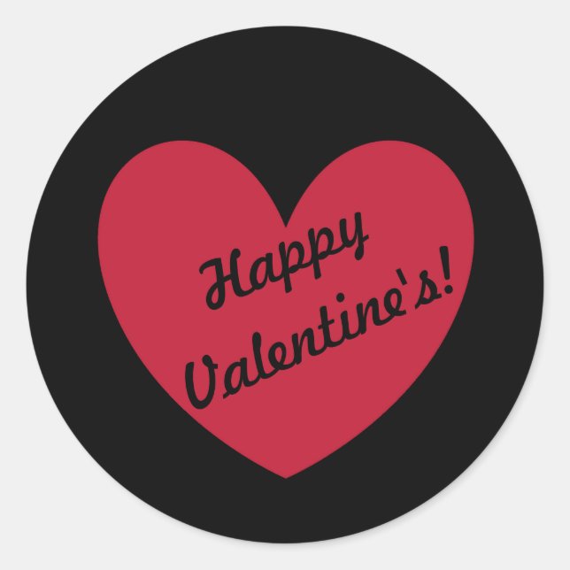 Sticker Rond Coeurs polka rouge sur noir (Devant)