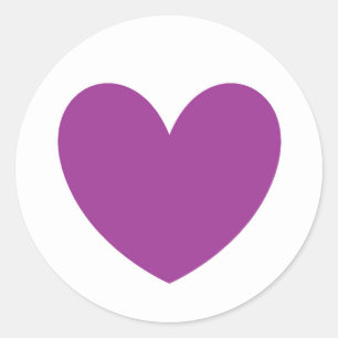 Sticker Rond Coeurs polka violet sur blanc