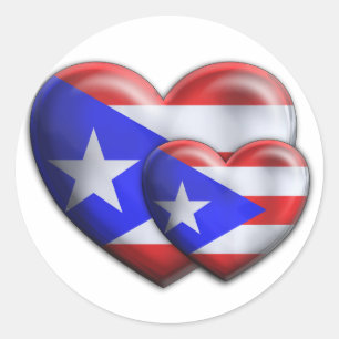 Sticker Rond Coeurs portoricains de drapeau