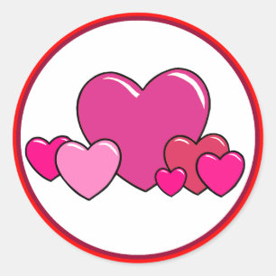 Sticker Rond Coeurs rose et rouge mignons