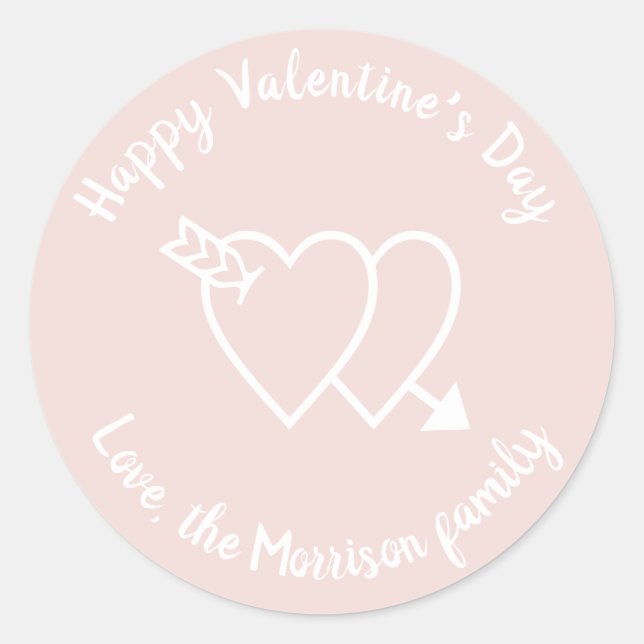 Sticker Rond Coeurs rose vif Heureuse Sainte-Valentin personnal (Devant)