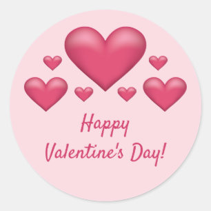 Sticker Rond Cœurs roses et texte Bonne Saint-Valentin