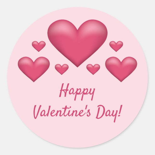 Sticker Rond Cœurs roses et texte Bonne Saint-Valentin (Devant)