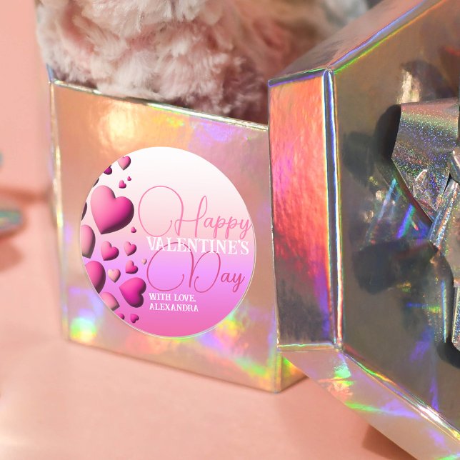 Sticker Rond Coeurs roses mignons Heureuses Saintes-Valentin va (Créateur téléchargé)