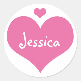 Sticker Rond Coeurs roses mignons Nom de la fille personnalisée