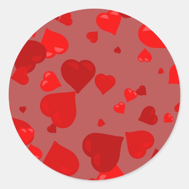 Sticker Rond Coeurs rouges (Devant)