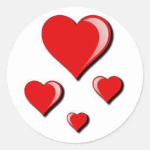 Sticker Rond Cœurs rouges amour et Saint-Valentin