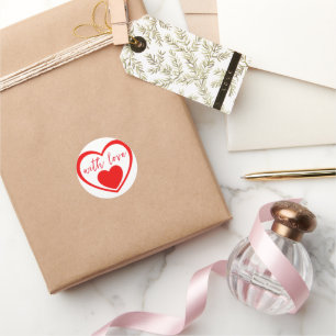 Sticker Rond Coeurs rouges avec amour