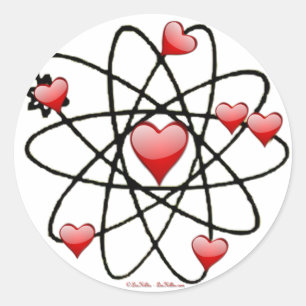 Sticker Rond Coeurs rouges de Saint Valentin atomique