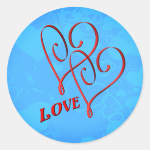 Sticker Rond Cœurs Rouges Entrelacés d'Amour