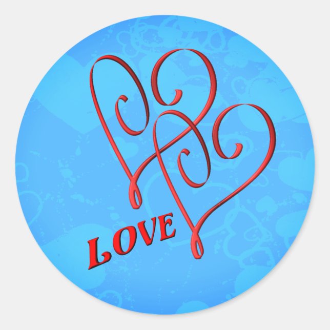 Sticker Rond Cœurs Rouges Entrelacés d'Amour (Devant)