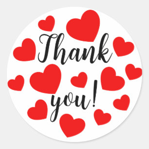 Sticker Rond Coeurs rouges Merci