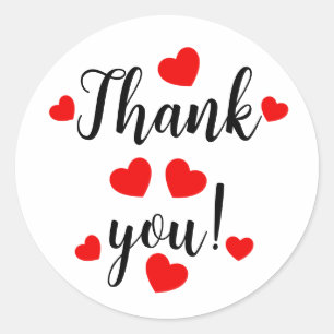 Sticker Rond Coeurs rouges Merci