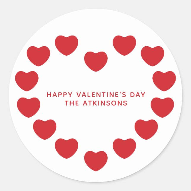 Sticker Rond Coeurs rouges mignons coutume moderne Saint Valent (Devant)