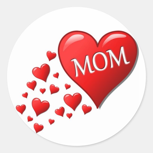STICKER ROND COEURS ROUGES POUR MOM (Devant)