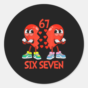 Sticker Rond Cœurs Saint-Valentin Drôle Six Sept 6 7 Mème Gen A