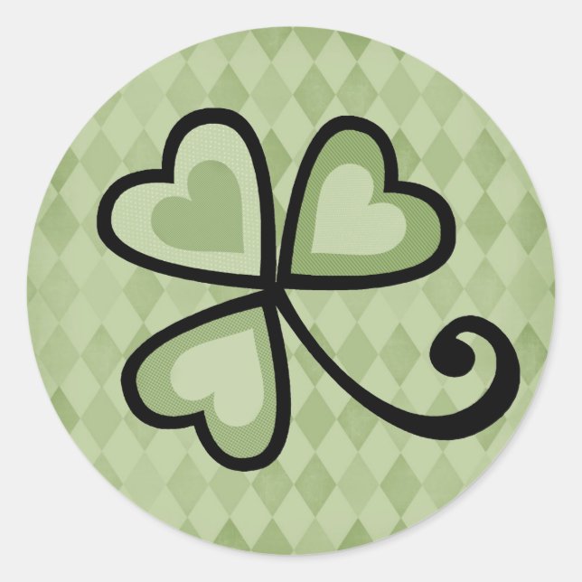 Sticker Rond Coeurs Shamrocks de Patchwork (Devant)