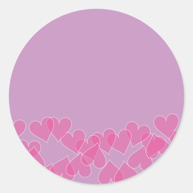 Sticker Rond Coeurs sur timbres violets (Devant)