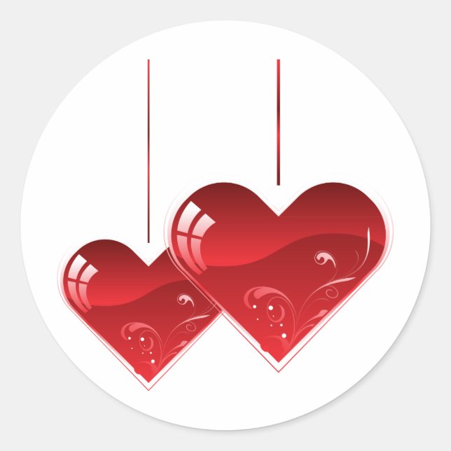 Sticker Rond Coeurs sur une chaîne (Devant)