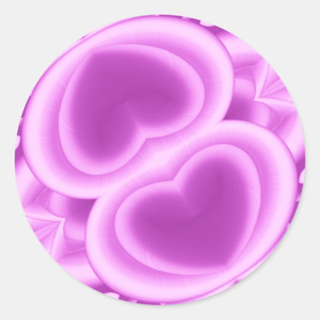 Sticker Rond Cœurs Violets Miroirs (Devant)