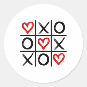 Sticker Rond Coeurs Xoxo Valentine Hugs Baisers Tic-tac-toe Fem