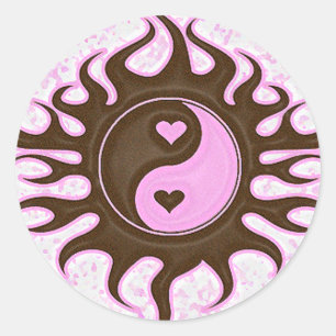 Sticker Rond Coeurs Yin Yang