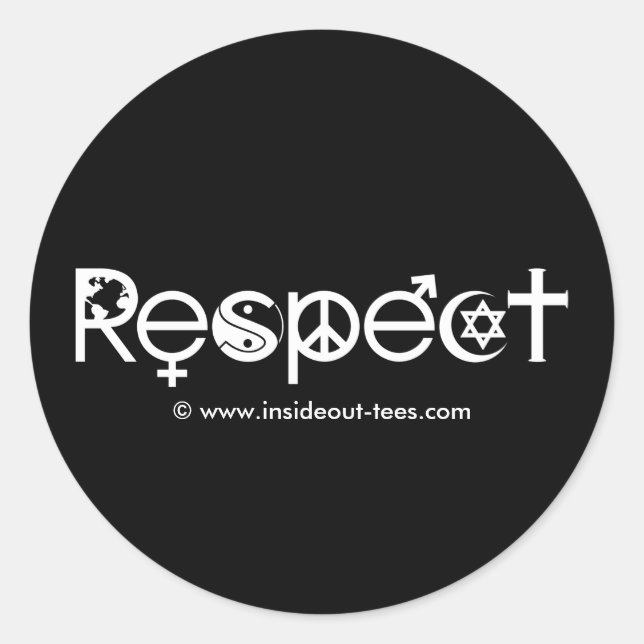 Sticker Rond Coexister avec le respect - Paix et la tolérance (Devant)