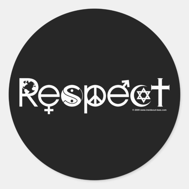 Sticker Rond Coexister avec le respect - Paix et la tolérance (Devant)