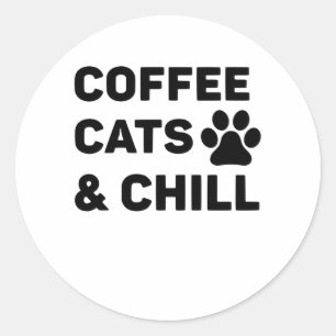 Sticker Rond Coffee Cats et Chill