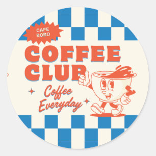 Sticker rond Coffee Club - Amateur De Café Adorabl
