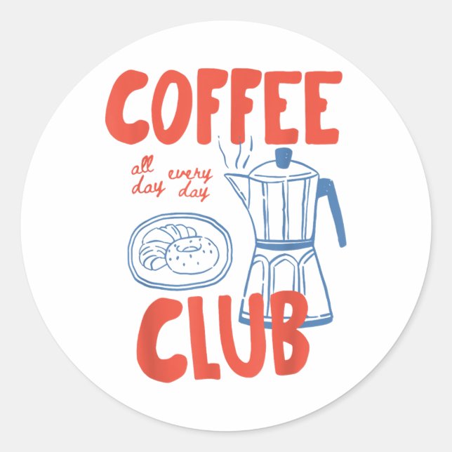 Sticker Rond Coffee Club Retro Coffee Graphic Pour Amateur De C (Devant)