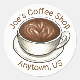 Sticker Rond Coffee House Shop Latte Cappucino Cup