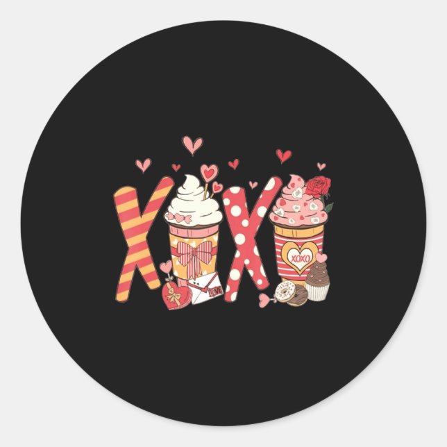 Sticker Rond Coffee Is My Valentine Funny Teacher Coffee Lover  (Devant)