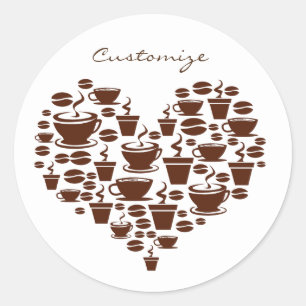 Sticker Rond Coffee Lover Heart Thunder_Cove