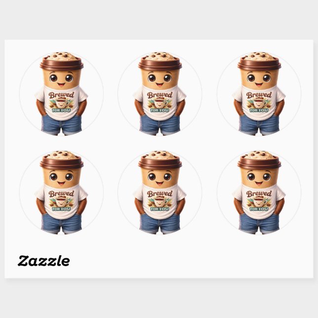 Sticker Rond Coffee Man – Fun Design for True Caffeine Kings (Feuille)