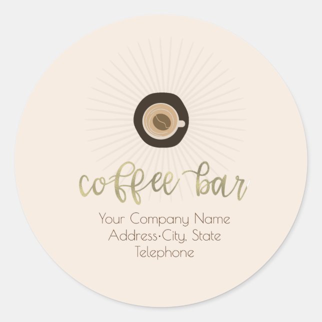Sticker Rond Coffee Shop Barista Gold Business Label (Devant)