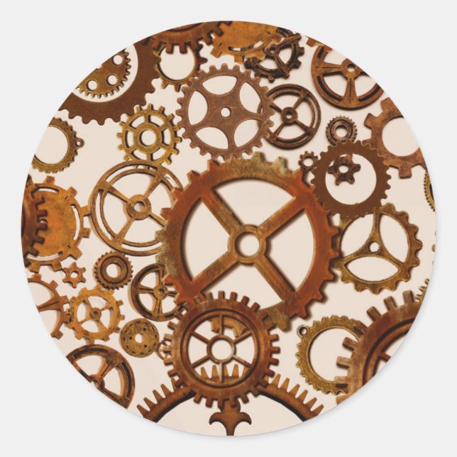 Sticker Rond Cogs de style Steampunk (Devant)