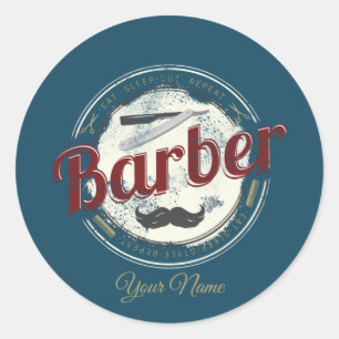 Sticker Rond Coiffeur de cheveux Hustler Coiffeur Rétro coiffeu
