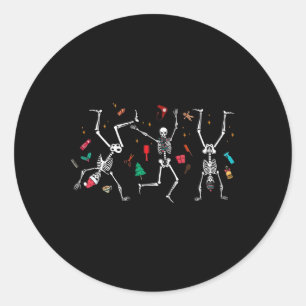 Sticker Rond Coiffeur de Noël Skeleton Dancing Coiffeur