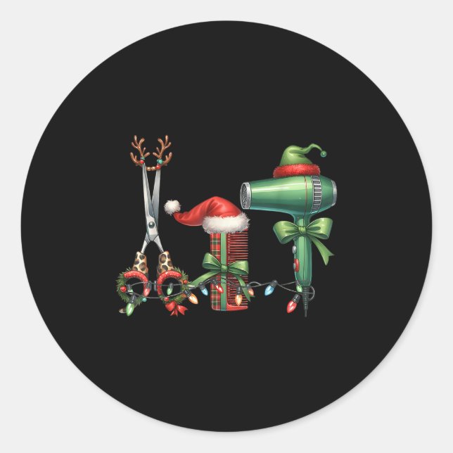 Sticker Rond Coiffeur Noël Coiffeuse licenciée Hairas (Devant)