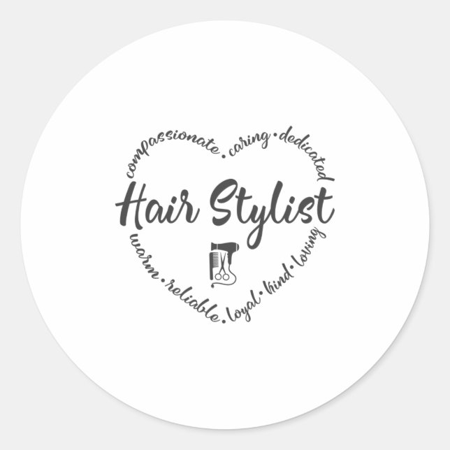 Sticker Rond Coiffeuse avec sèche-cheveux et peigne (Devant)