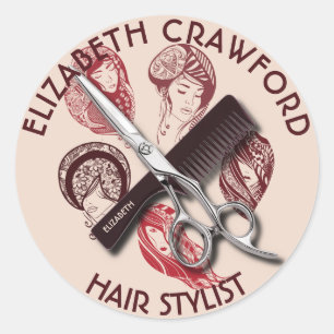 Sticker Rond Coiffeuse Styliste Coiffeuse Ou Salon De Beauté Av
